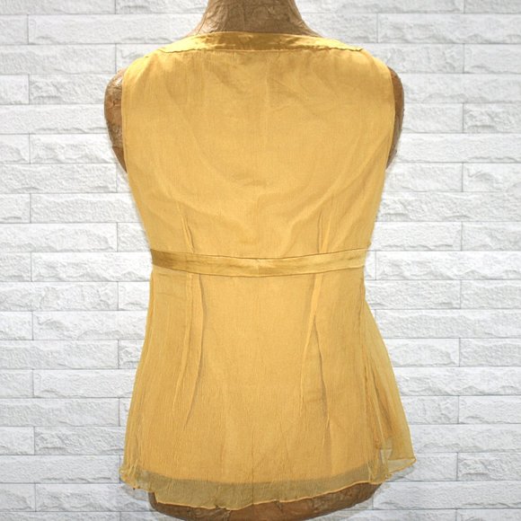 SPENSER JEREMY Blouse Silk Beaded Embellished Sleeveless Feminine Gold Small - Picture 4 of 12